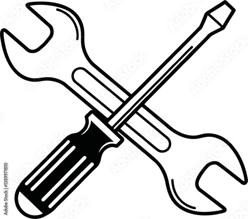 Wallpaper Mural A collection of metal hand tools including a wrench screwdriver and spanner on a white background Torontodigital.ca