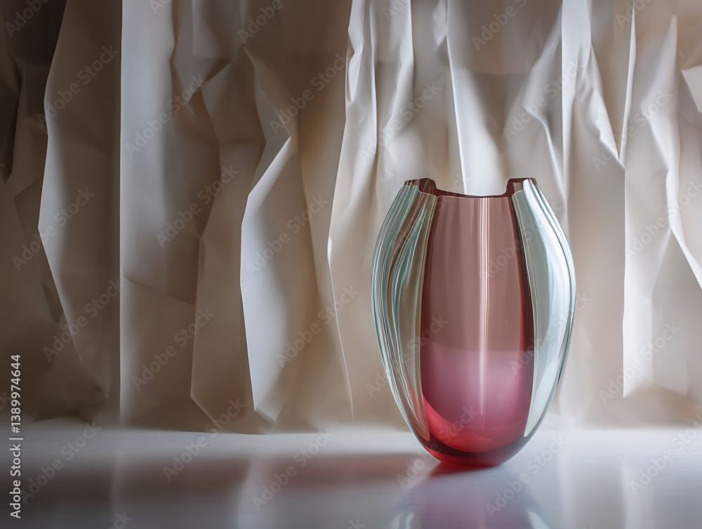 Dual-toned glass vase in front of folded paper backdrop. Dual-toned glass vase in front of folded paper backdrop.