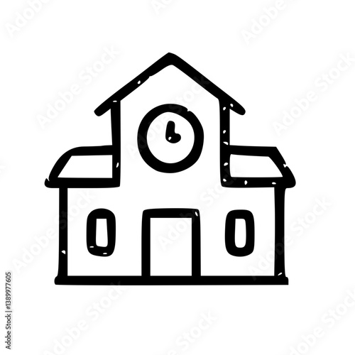 Hand Drawn School Building Icon