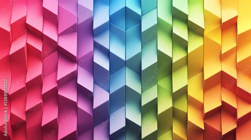 Obraz premium Vibrant gradient cubes arranged in an abstract 3D pattern, dynamic and modern
