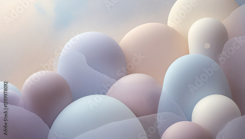 Minimalistic abstract art with soft geometric shapes and a muted color palette