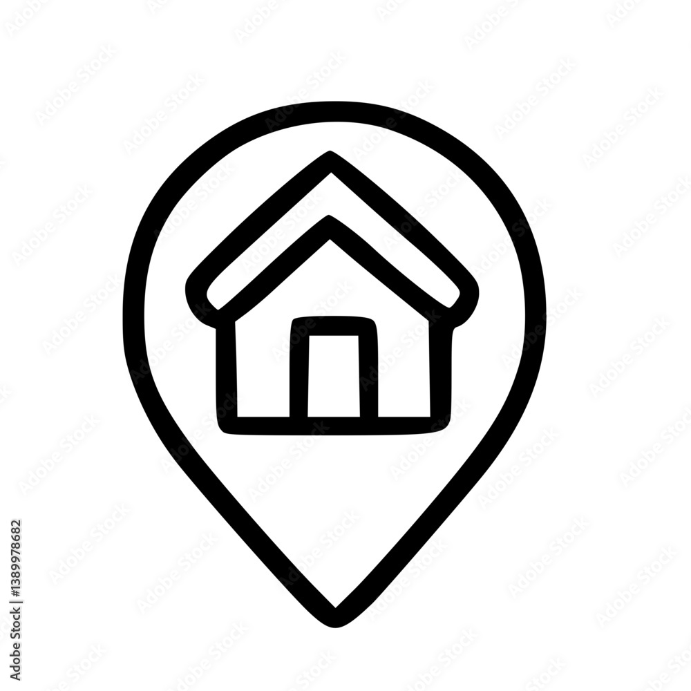 House Location Pin Icon - Simple Line Art House Location Pin Icon - Simple Line Art