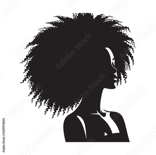 Black woman with African hair silhouette.