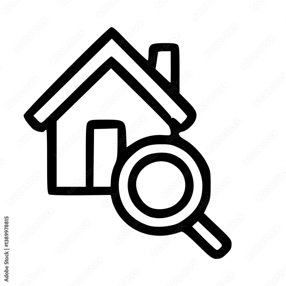 House Search Icon - Real Estate Research Concept House Search Icon - Real Estate Research Concept