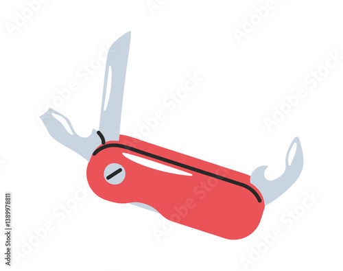 Pocket multitool functional instrument hand-drawn