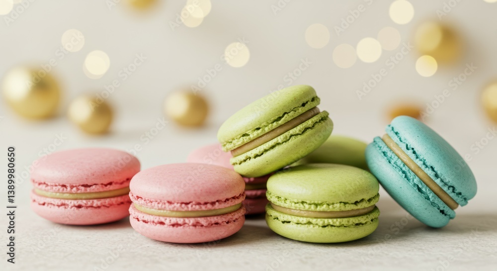 Obraz premium Delightful Pastel Macarons: A Festive Sweet Treat