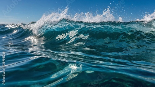 View of sea or ocean waves with white foam