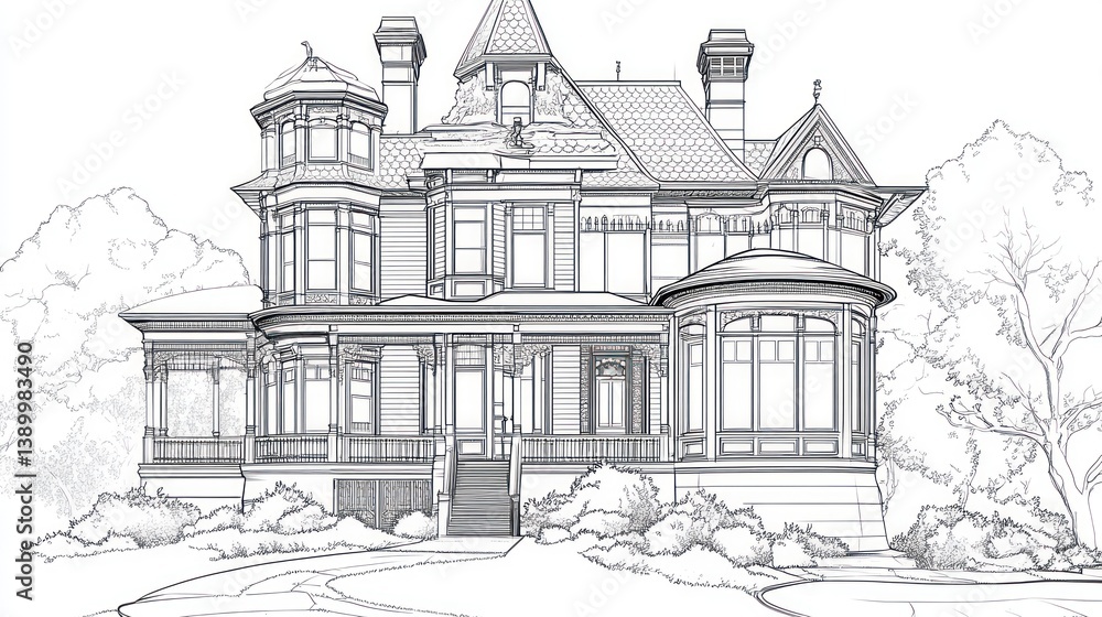 Detailed sketch of historic house Detailed sketch of historic house