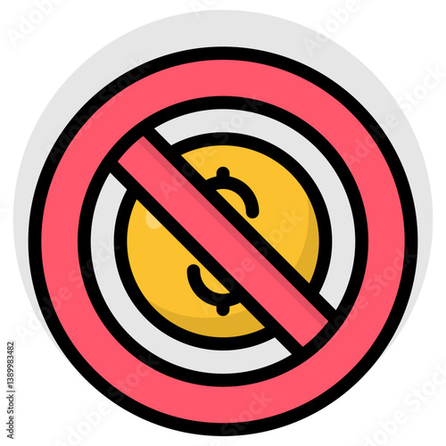 Premium download icon of no dollar 