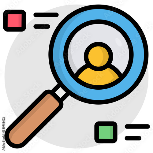 Avatar under magnifying glass, concept of headhunting