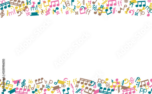 音楽記号の横長フレーム（ビビッド）