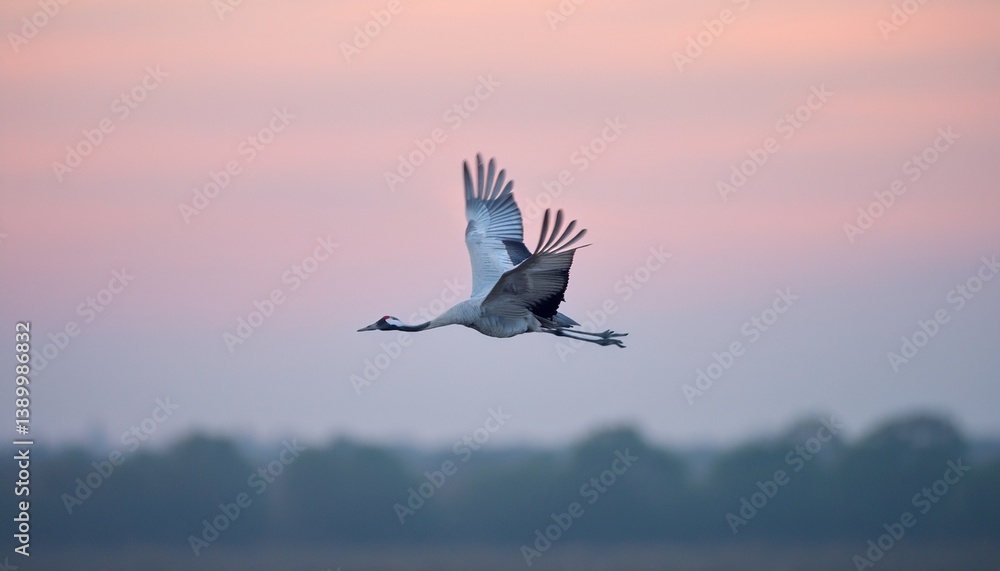 Obraz premium 鶴が空に羽ばたいている
