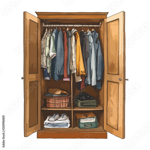 wardrobe, furniture, vector, transparent background
