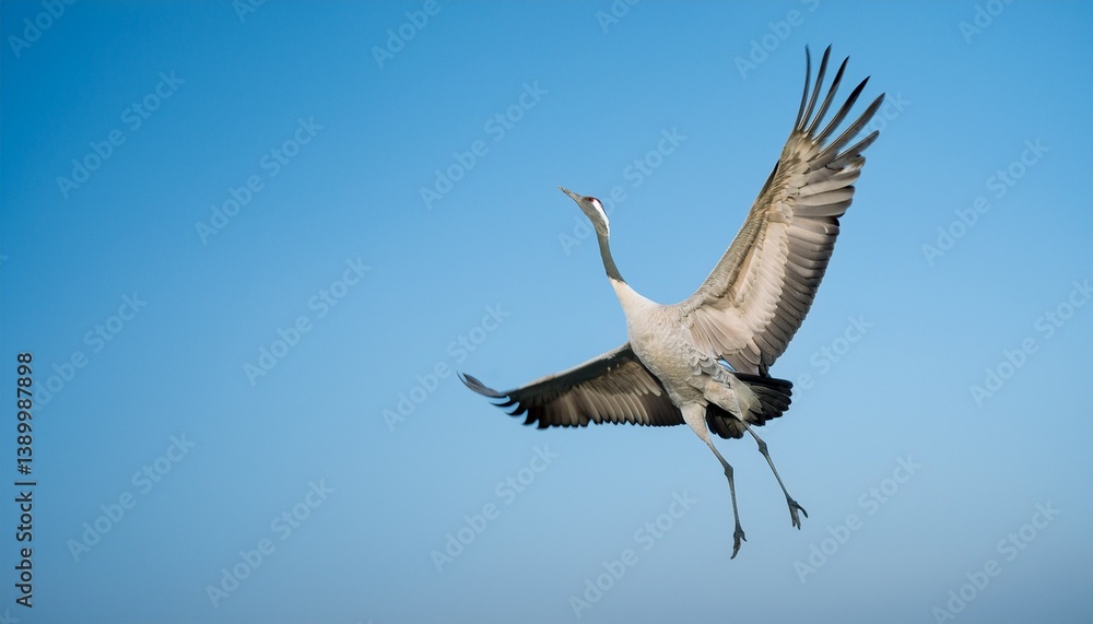 Obraz premium 鶴が空に羽ばたいている