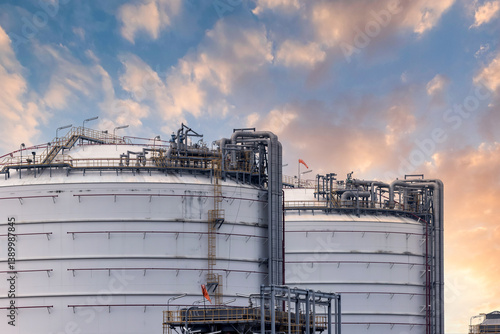 Oil storage tank industrial oil tank in refinery industrial plant, Industry storage oil fuel tank chemical refinery factory plant, Storage fuel tank in oil Industrial refinery.