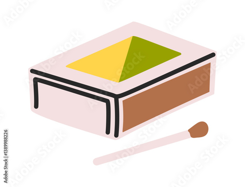 Matchbox filled matches hand-drawn element