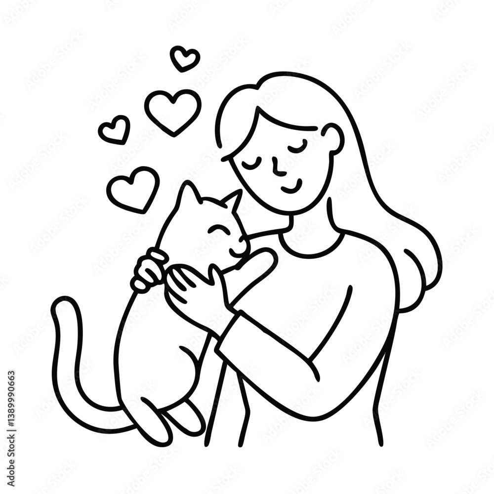 Girl hugs cat, mutual love and joy, suitable for sites about animal care and upbringing Girl hugs cat, mutual love and joy, suitable for sites about animal care and upbringing