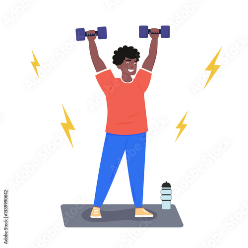Man lifting dumbbells during a workout session. Fitness, sport, strength