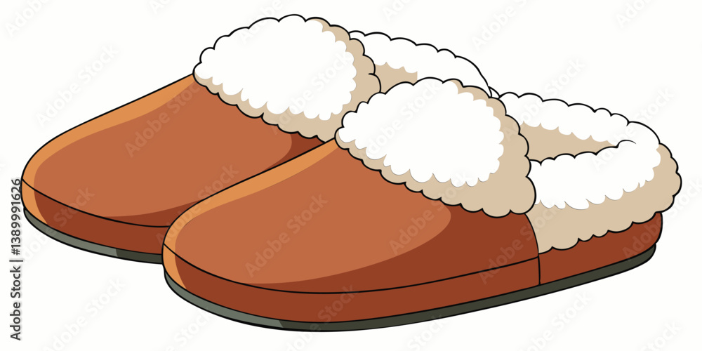 Obraz premium Cozy Brown Fuzzy Slippers for Relaxing at Home