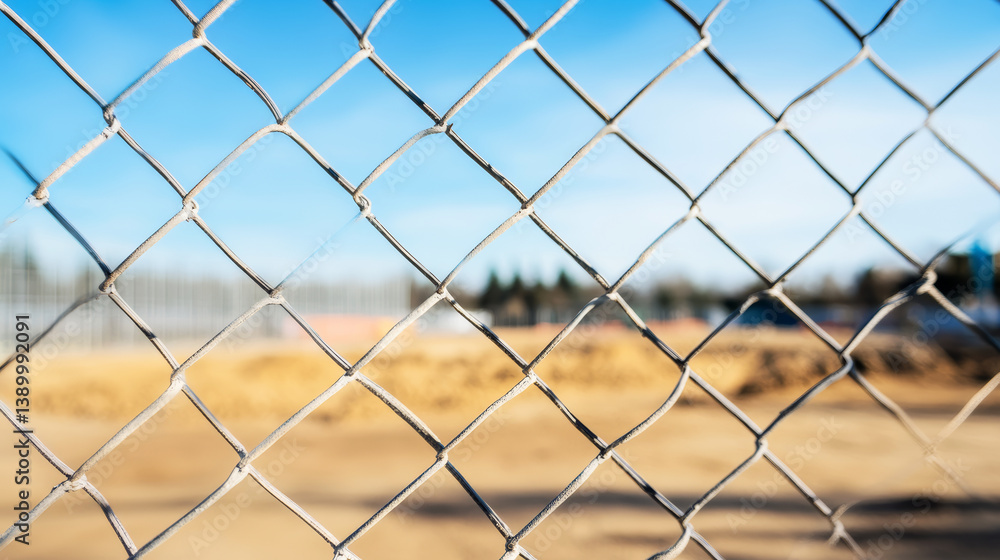 Mesh panel stands by safety fence in construction zone with clear background and minimalistic style Mesh panel stands by safety fence in construction zone with clear background and minimalistic style