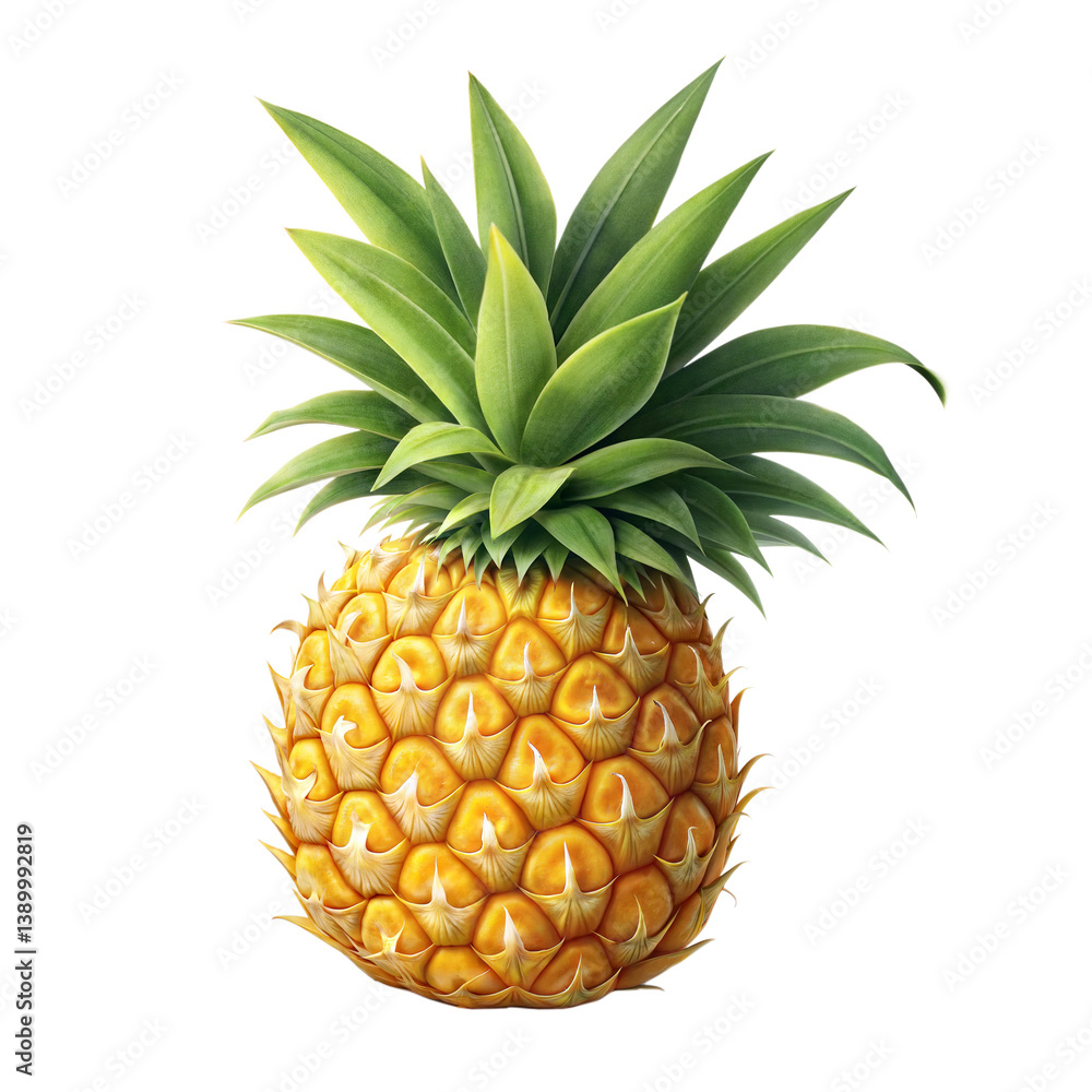 Fototapeta premium 3d render icon of a fresh pineapple isolated on a white background png