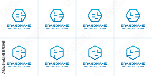 Letters ER RE ES SE Hexagon Logo Set, symbolizing structure, balance, and unity