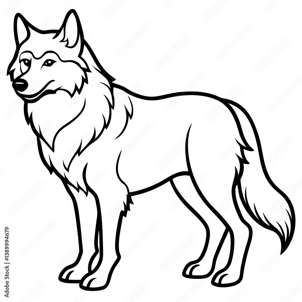 Fototapeta premium Stylized Wolf Line Art Design