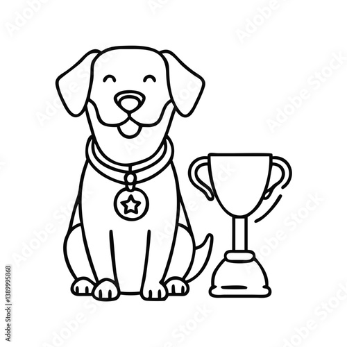 A dog with a medal and a cup, a proud mood, suitable for cynologists, all about training, about care, competitions, exhibition criteria