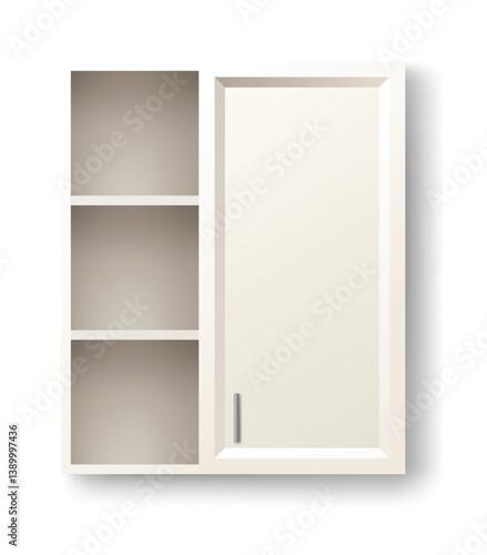 Obraz na płótnie Kitchen cabinets mockup. Vector furniture for design interior. Isolated home workspace equipment. Interior office or living room object w salonie
