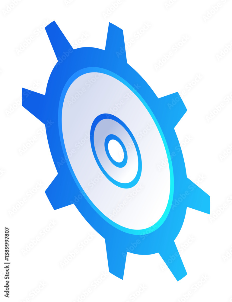 Security isometric. Gear icon, future technology for verification. Cyber security and data protection concept. High tech data system vector illustration