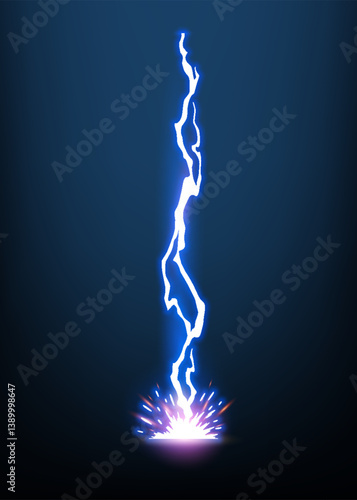 Obraz na płótnie Lightning animation with sparks. Electricity thunderbolt danger, light electric powerful thunder. Bright energy effect, vector illustration w salonie