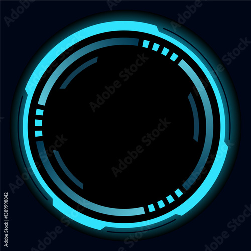 Obraz na płótnie Hud round frame or border, sci fi circular neon element for digital ui game interface. Futuristic data UI display button. Vector radar for aim control target and navigation w salonie