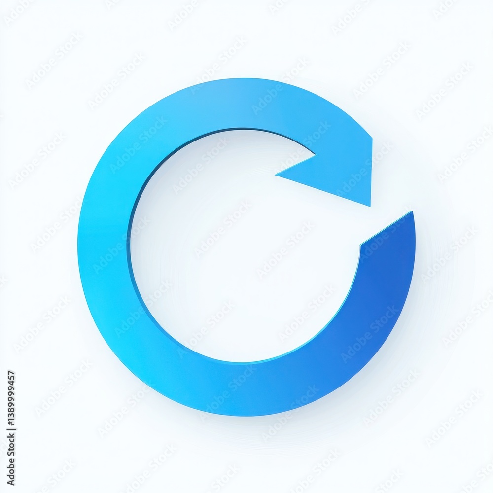 A blue circular arrow pointing left on a white background in a studio shot with soft lighting isolated on white background A blue circular arrow pointing left on a white background in a studio shot with soft lighting isolated on white background