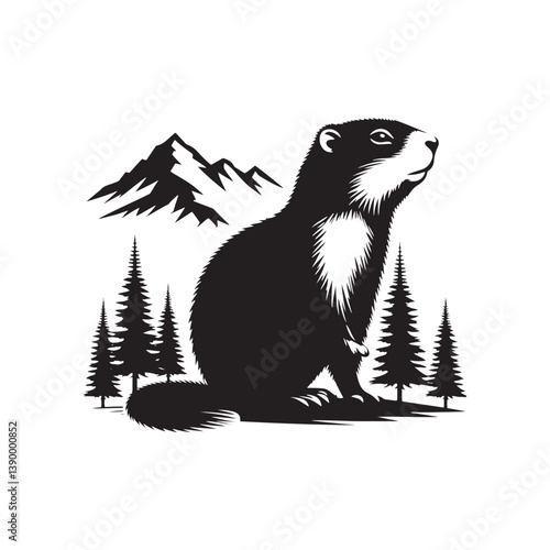 Marmot Silhouette - Marmot Minimalist Design - Marmot Vector - Illustration Of Marmot.