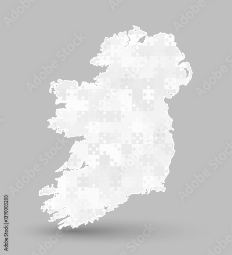 Creative map Ireland from grey puzzle, jigsaw