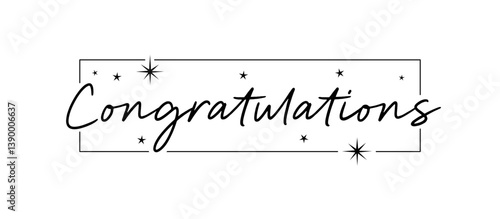 Congratulations handwritten text, vector congrats typographic sign.