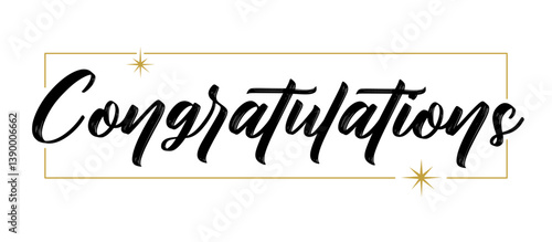 Congratulations handwritten text, vector congrats typographic sign.