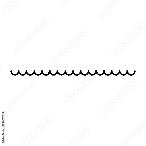 Hand drawn scallop line doodle. Minimal decorative outline element vector design isolated illustration.