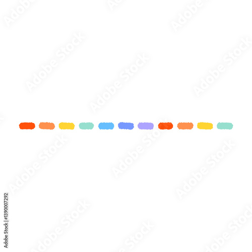 Hand drawn colorful dashed line doodle. Minimal decorative outline element vector design isolated illustration.