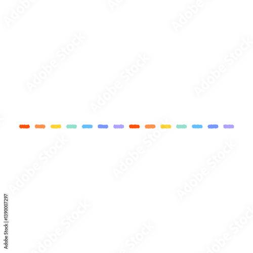 Hand drawn colorful dashed line doodle. Minimal decorative outline element vector design isolated illustration.