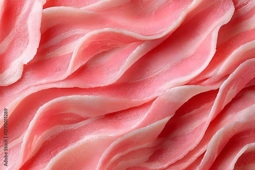 Obraz premium Soft pink wavy texture with gentle flowing curves and smooth undulating surface creates abstract organic pattern. Light and shadows add depth to delicate folds.