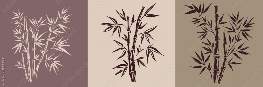 Fototapeta premium Bamboo tree, Hand drawn style. 