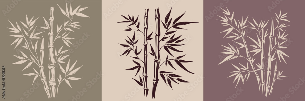 Naklejka premium Bamboo tree, Hand drawn style. 