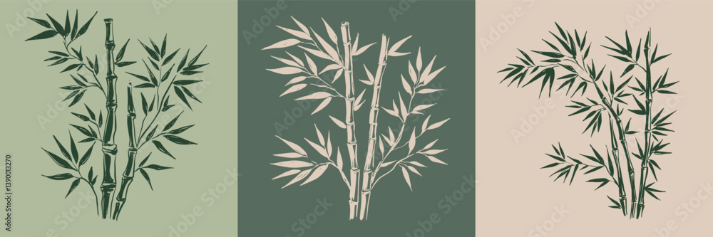 Naklejka premium Bamboo tree, Hand drawn style.