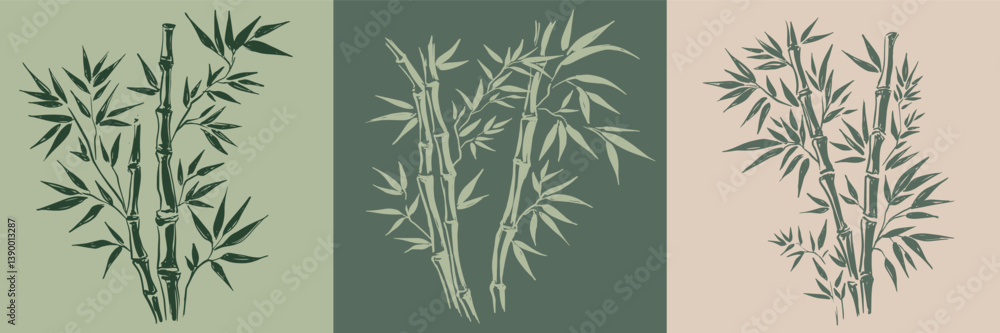 Obraz premium Bamboo tree, Hand drawn style. 