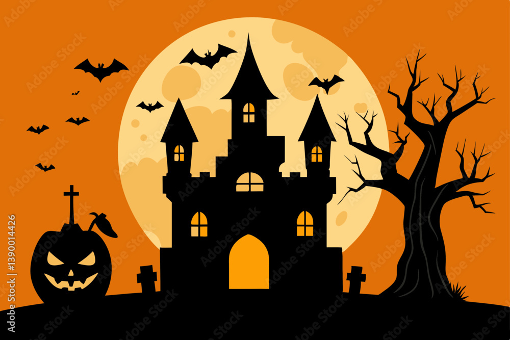 halloween background with haunted house halloween background with haunted house