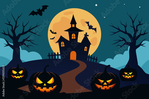 halloween background with pumpkins