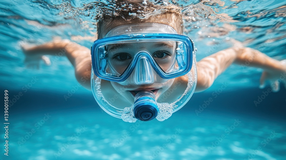 Naklejka premium Child snorkeling underwater (1)