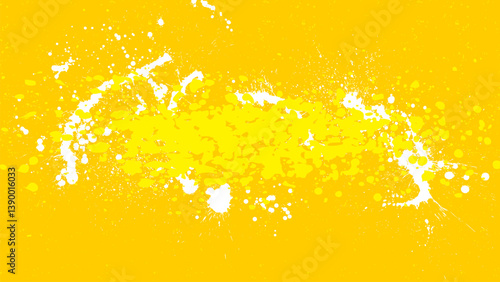 The yellow background is smeared with yellow and white drops all over it.