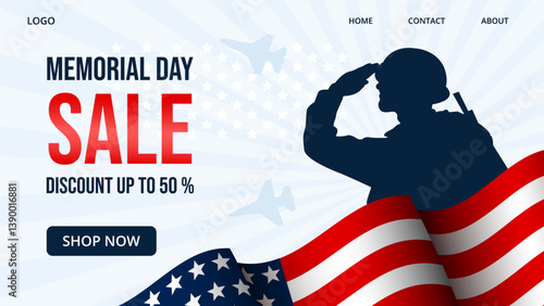 memorial day landing page design, holiday discount banner